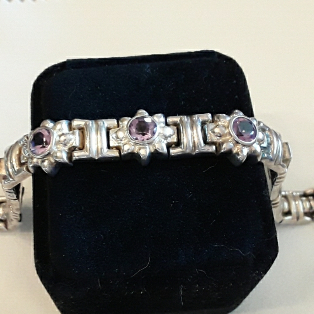 Vintage 925 bracelet with Amethyst and onyx